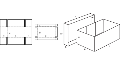 Krabic s krátkým víkem FEFCO 0306 Krabic s krátkým víkem FEFCO 0306