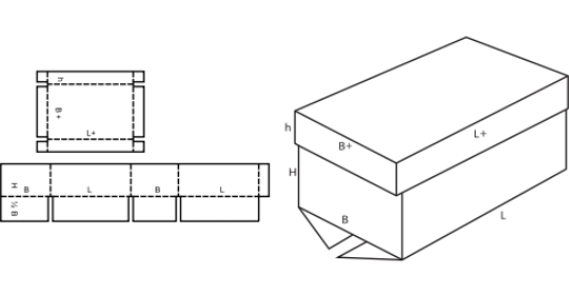 Krabice s víkem FEFCO 0312 Krabice s víkem FEFCO 0312