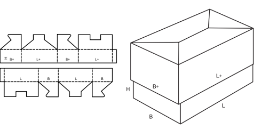 Teleskopická krabice s víkem FEFCO 0321 Teleskopická krabice s víkem FEFCO 0321