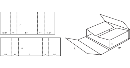 Dvoudílná skládaná krabice FEFCO 0404 Dvoudílná skládaná krabice FEFCO 0404