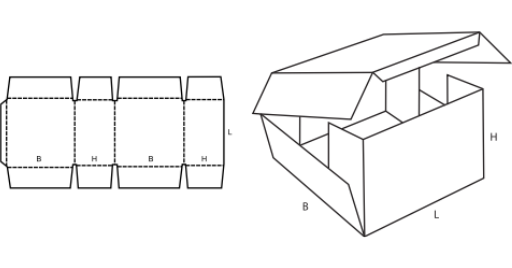 Přířez klopové krabice FEFCO 0406 Přířez klopové krabice FEFCO 0406