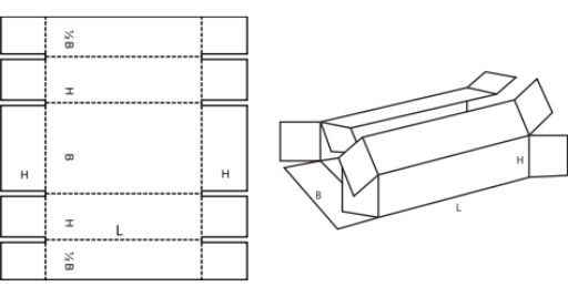 Jednodílná krabice FEFCO 0411 Jednodílná krabice FEFCO 0411