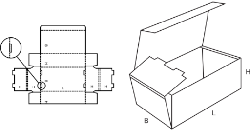 Krabice s klopovým víkem FEFCO 0421 Krabice s klopovým víkem FEFCO 0421