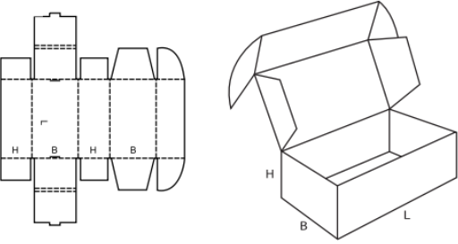 Krabice se zasouvacím víkem FEFCO 0427 Krabice se zasouvacím víkem FEFCO 0427