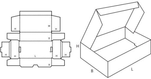 Krabice se zasouvacím víkem FEFCO 0429 Krabice se zasouvacím víkem FEFCO 0429