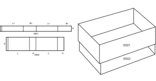 Zasouvací krabice FEFCO 0504 Zasouvací krabice FEFCO 0504