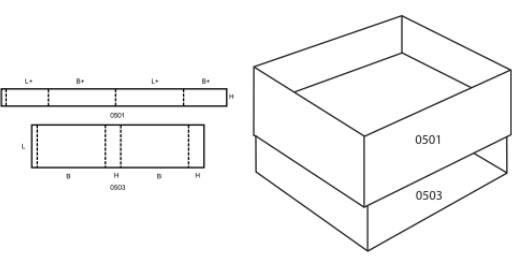 Zasouvací krabice FEFCO 0507 Zasouvací krabice FEFCO 0507