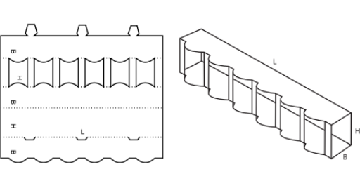 Krabicový přířez FEFCO 0752 Krabicový přířez FEFCO 0752